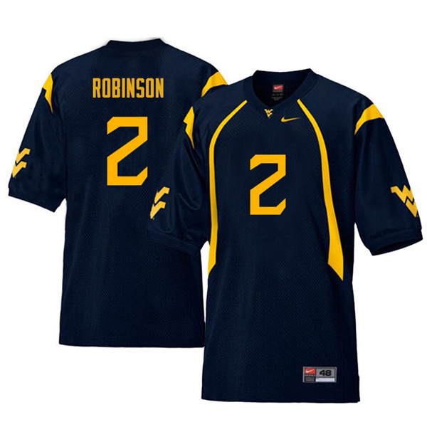 NCAA Men's Kenny Robinson West Virginia Mountaineers Navy #2 Nike Stitched Football College Retro Authentic Jersey PE23P23DB